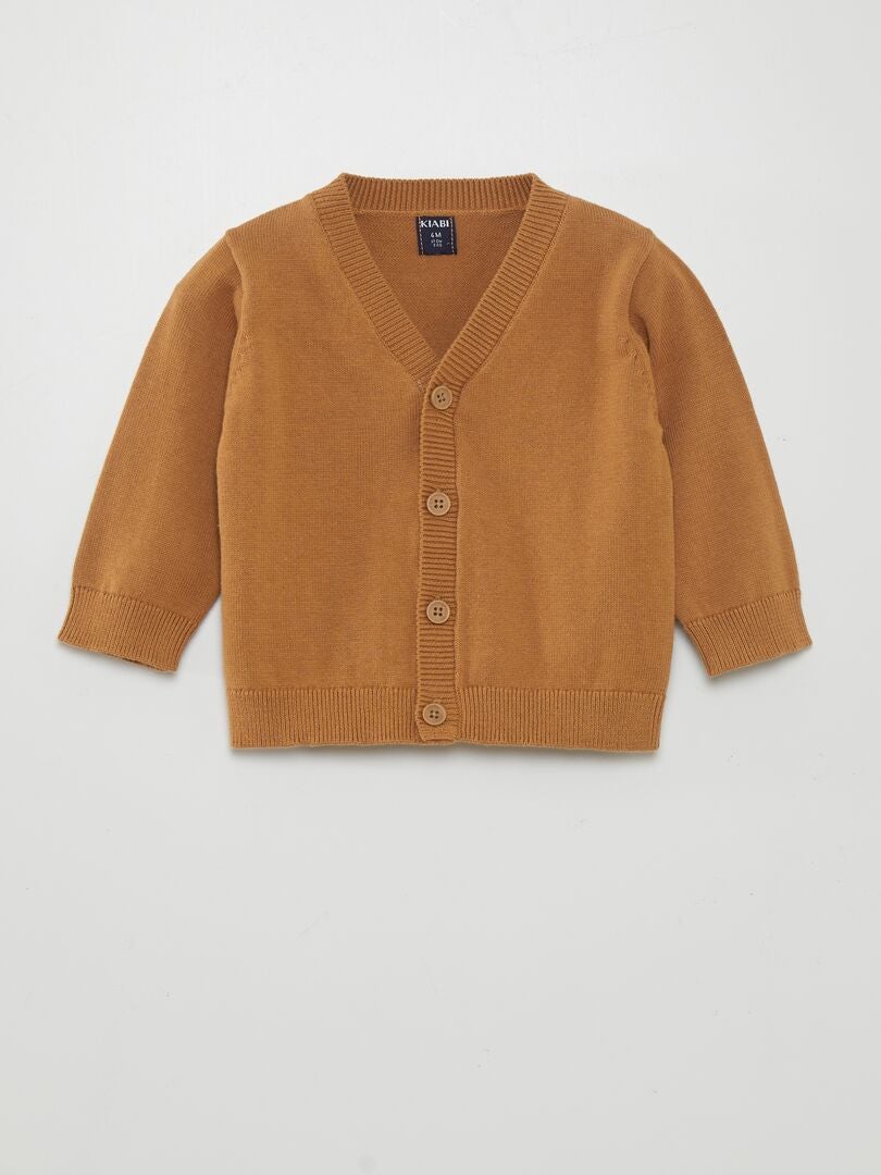 Lichtgewicht gebreid vest met V-hals - BEIGE