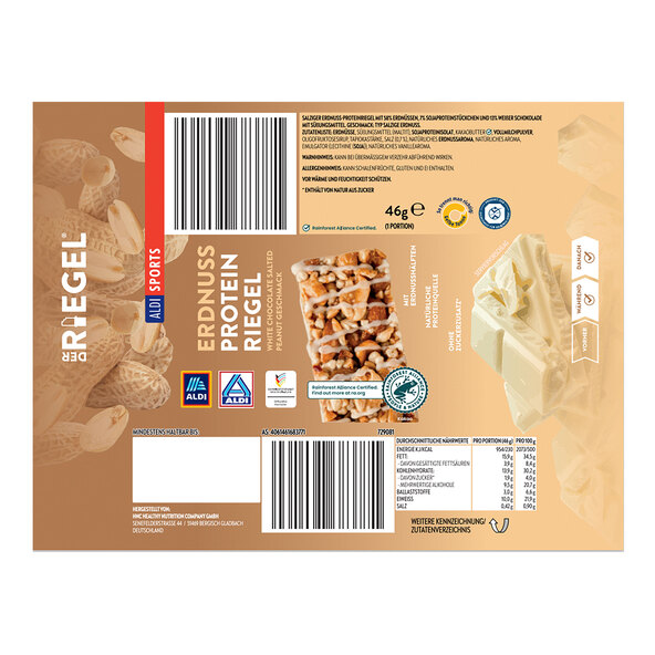 Proteiinipähkinäpatukka, valkosuklaa-suolattu maapähkinä, 6er-setti