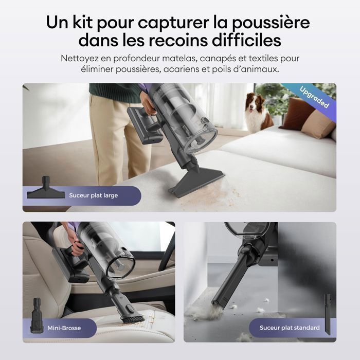 Aspirapolvere senza fili - ULTENIC - UP18 Power Pro - Ultra potente - 600 W - 150 AW - Autonomia di 80 minuti - Batteria rimovibile
