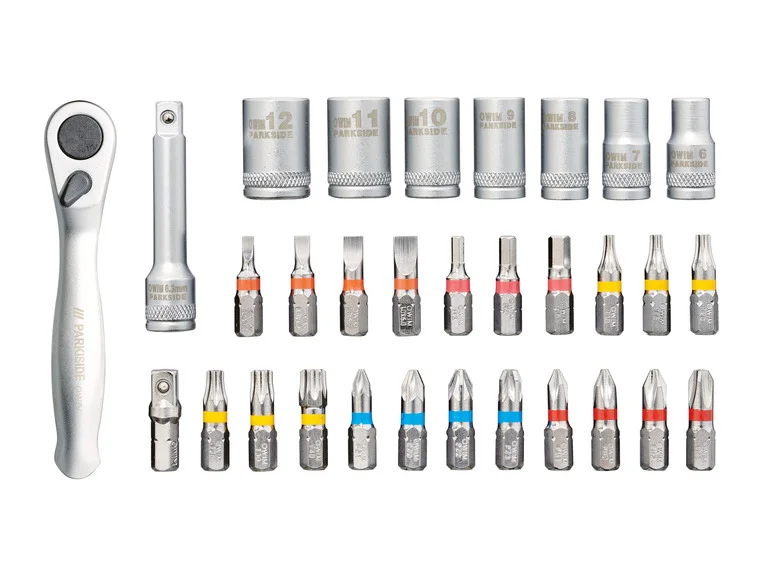 Chave de catraca PARKSIDE® Zestaw, bits e soquetes, conjunto de bits lubrificantes, conjunto de bits e soquetes para chave de fenda lubrificantes