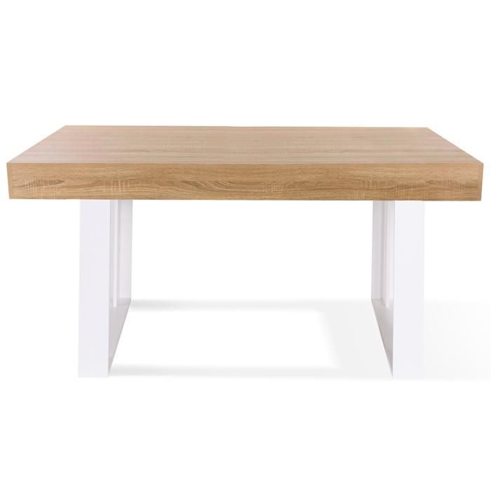 Vaste rechthoekige eettafel - IDMARKET - PHOENIX - Hout en wit - 6 personen - 160 cm