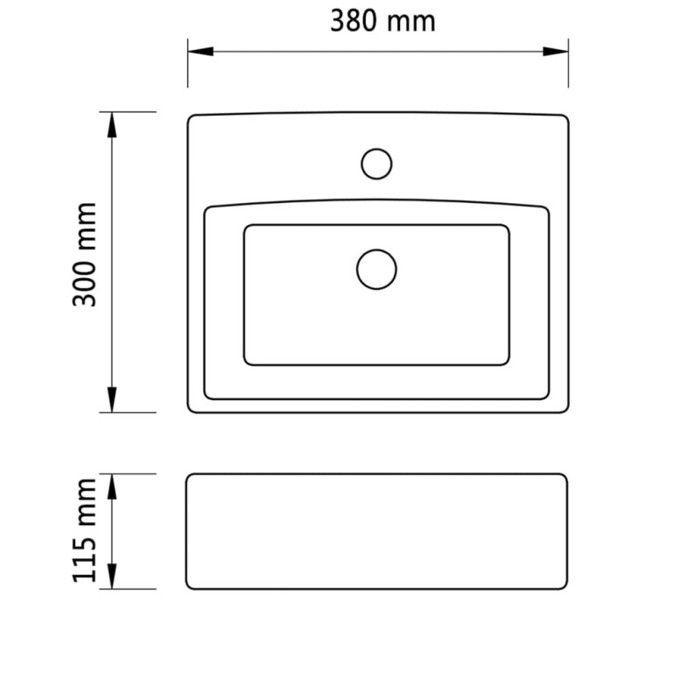 vidaXL Square Washbasin with Tap Hole, White Ceramic Toilet Hand Basin Sink 141940