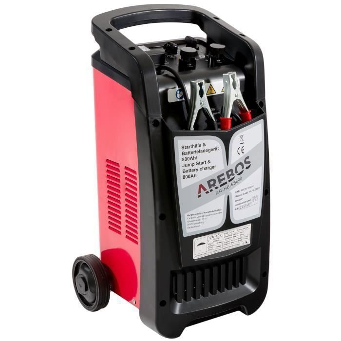 AREBOS Jump Starter-batterilader | 8000 W | Bærbar og med praktisk håndtak | Med timer