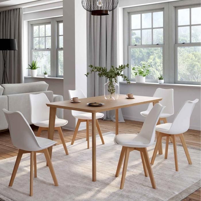 IDMARKET Lot de 6 chaises de salle à manger SARA scandinaves blanc