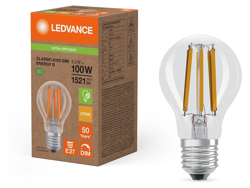 Żarówka LED Bańka E27 8,2W z ciepłą barwą światła