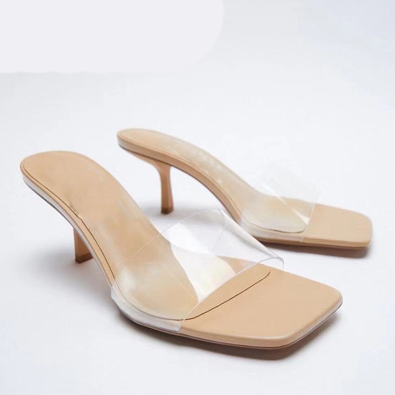 Sandales transparentes à talons hauts et fins pour femmes, collection été 2021 de Brand Designer