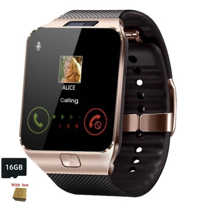 Montre connectée sport numérique en or, bluetooth avec carte TF et SIM, appel téléphonique intégré, tracker d’activité physique