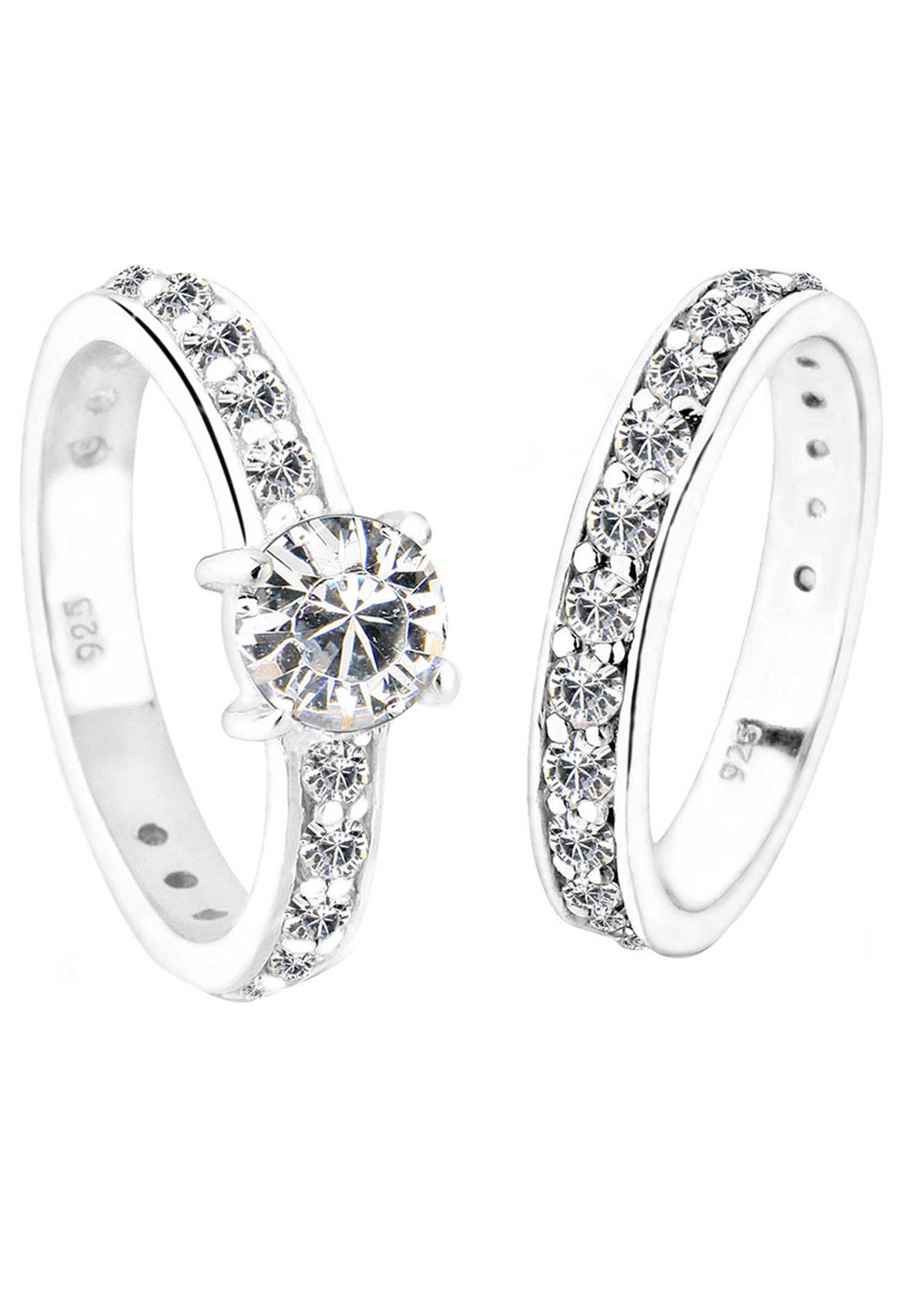Elli Femmes set bague empilable avec cristaux en argent sterling 925