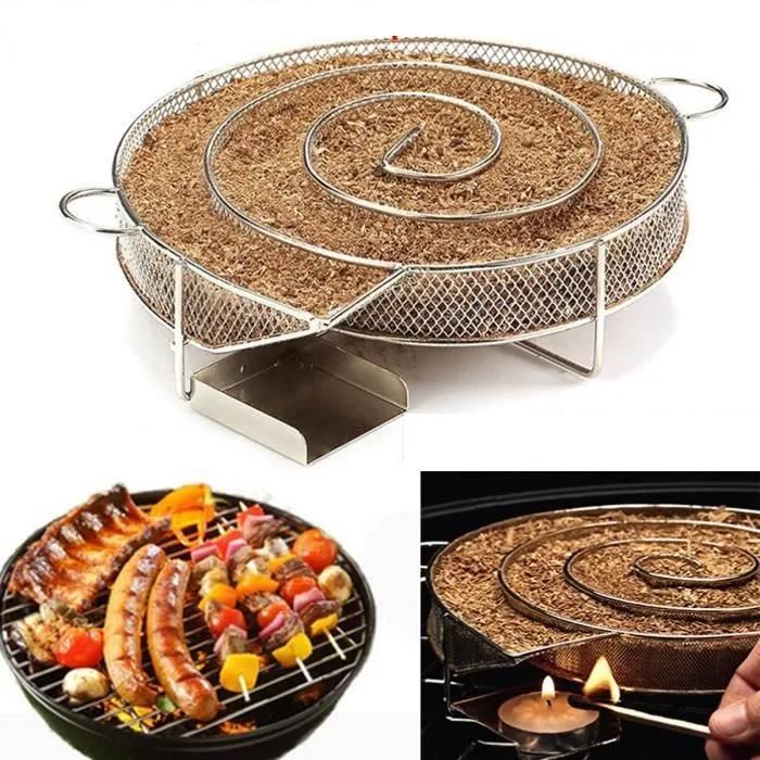 Générateur de Fumée Froide Acier Inoxydable à Barbecue BBQ Gril Fumage Fumeur Outil Rond