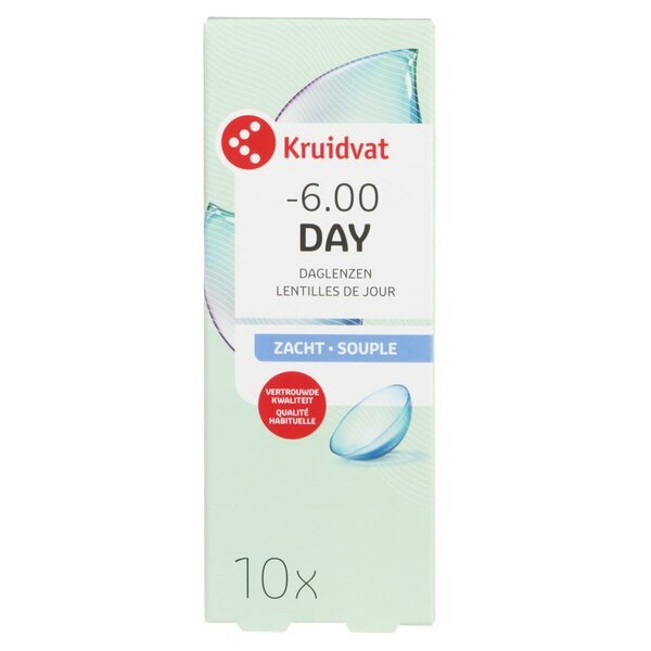 Kruidvat Opticare -6.00 mīkstās ikdienas kontaktlēcas<br>Medicīnas ierīce - 10 gab.