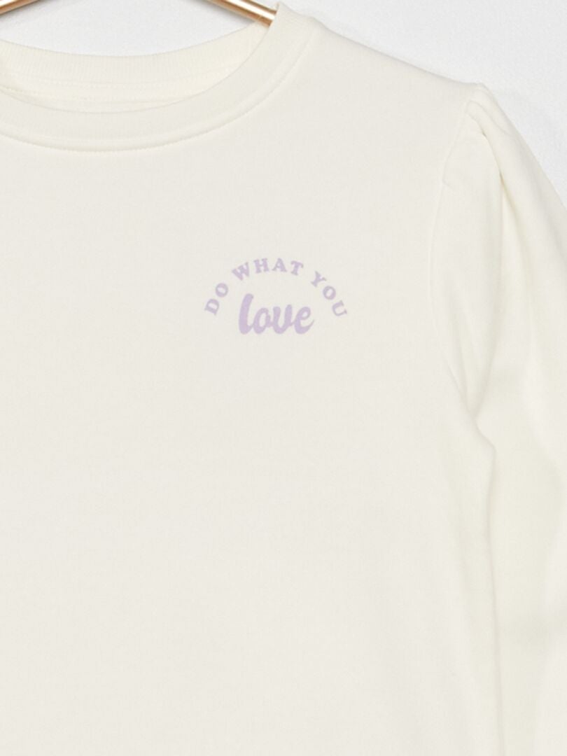Sudadera de cuello redondo de tejido polar - BLANCA