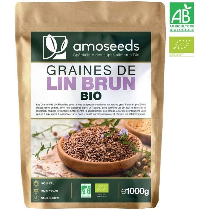 Graines de Lin Brun Bio 1KG - Qualité Supérieure - amoseeds