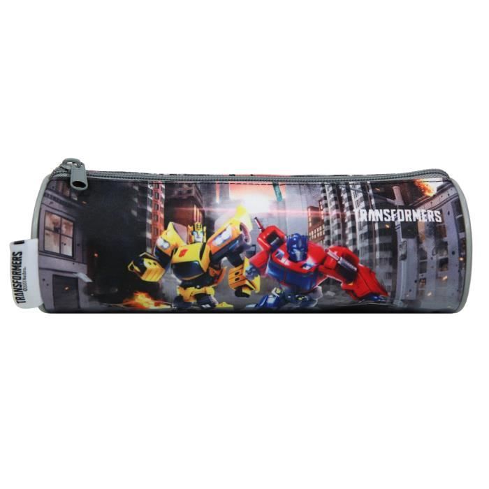 Trousse scolaire - Transformers - Ronde - Gris - Polyester - 22 cm x 7 cm x 7 cm