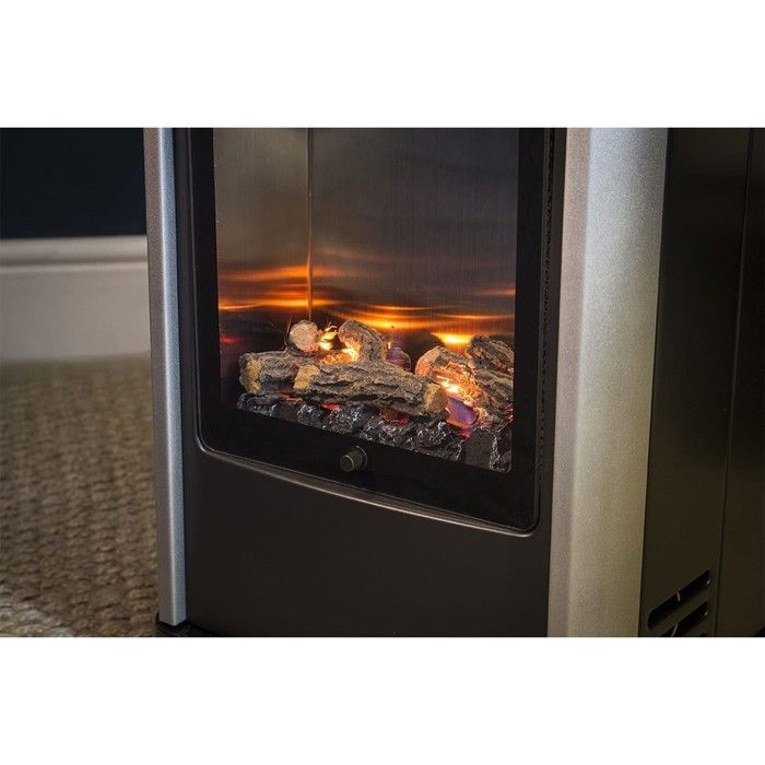 Poêle à gaz 3,4KW Bleu et Noir - Chauffage d'appoint effet Feu de bois Manhattan Sahara