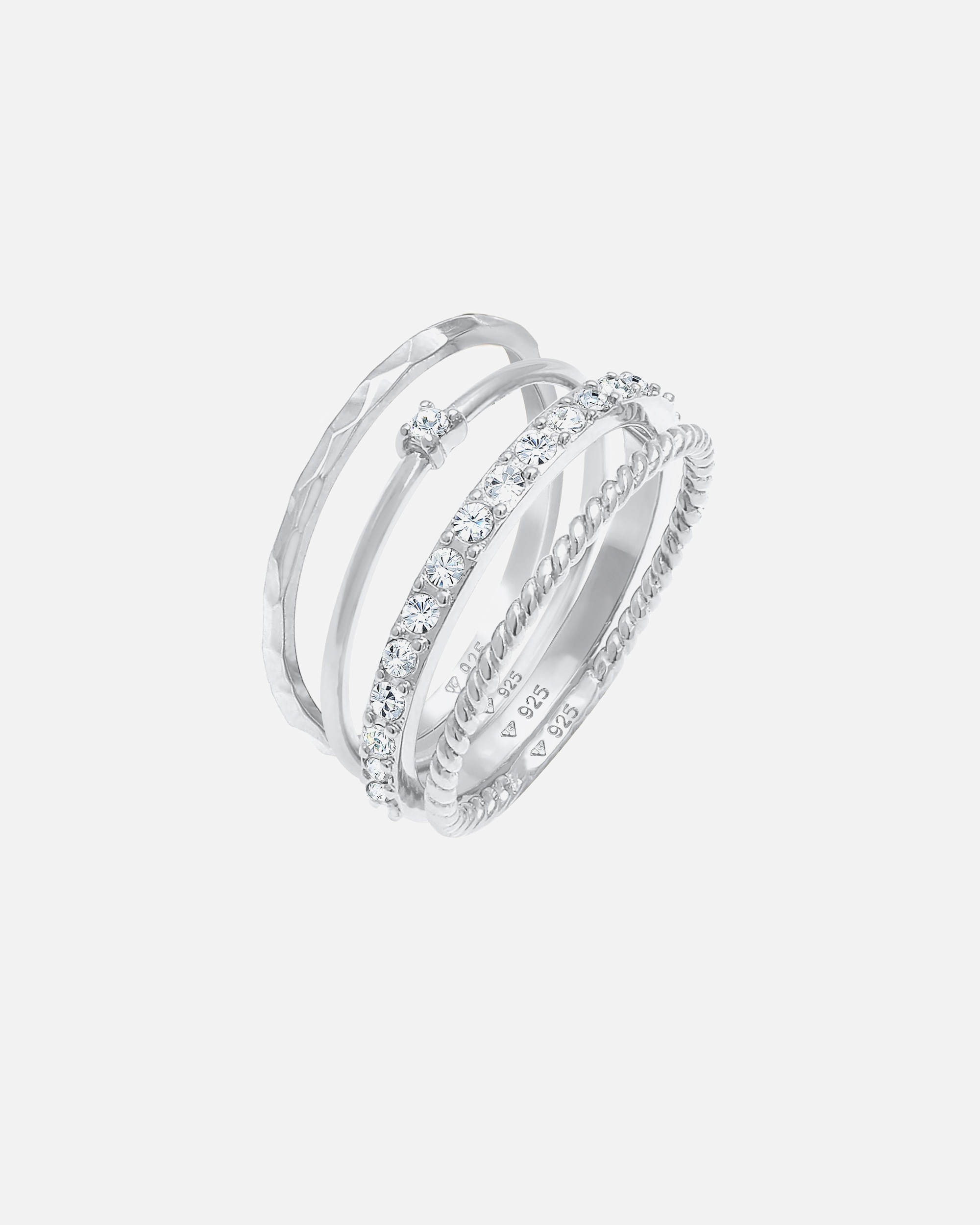 Elli Bague empilée pour femme, set de 4, torsadée en argent sterling 925