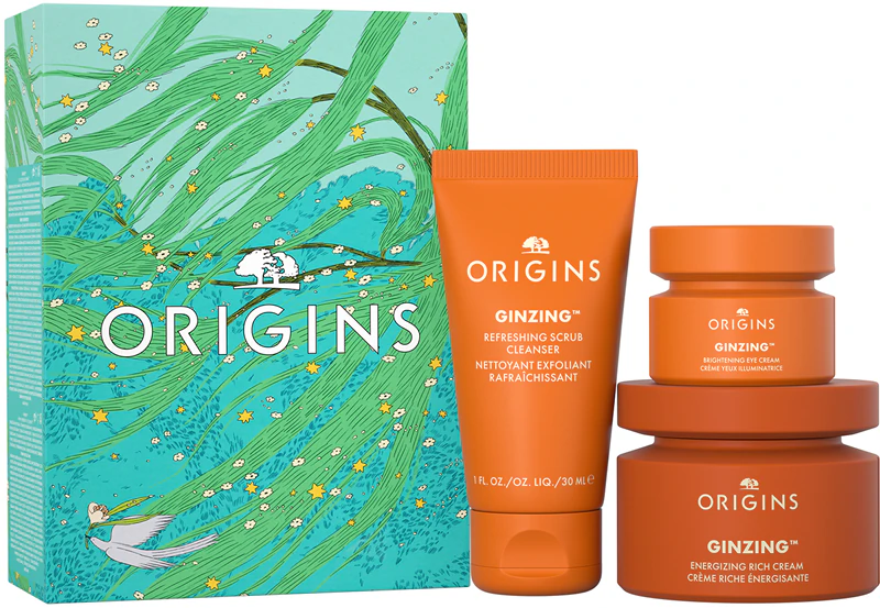 Kit de presente Origins GinZing™ Glowing Essentials para pele seca