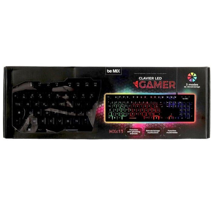 Clavier Gamer - BE MIX - Rétroéclairé - USB 2.0 - Anti-ghosting avancée - 19 touches simultanées