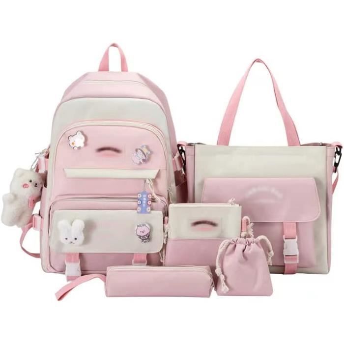 Conjunto de mochila escolar 5 en 1 para niñas: mochila para adolescentes, mochila escolar para mujeres, bolso de hombro, mochila de uso diario.