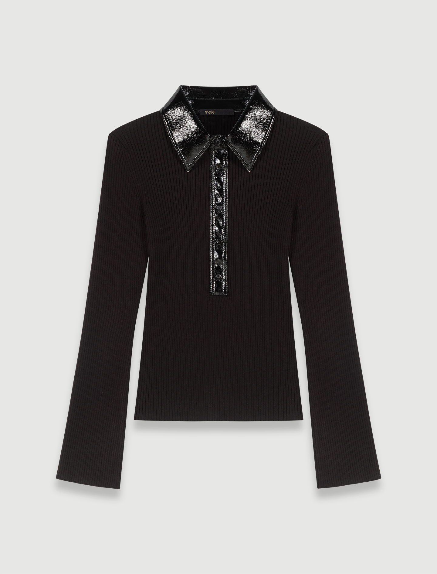 Tricou polo tricotat - Negru
