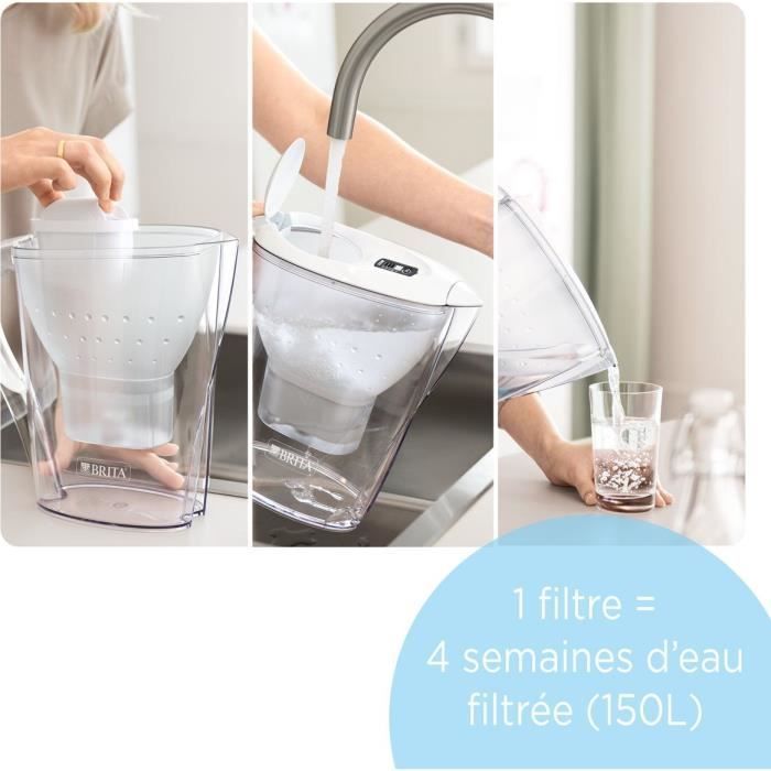 Jarra filtrante de agua BRITA Marella Blue XL - Capacidad de 3,5 L (2,5 L de agua filtrada) - Incluye 1 cartucho Maxtra Pro All-In-1