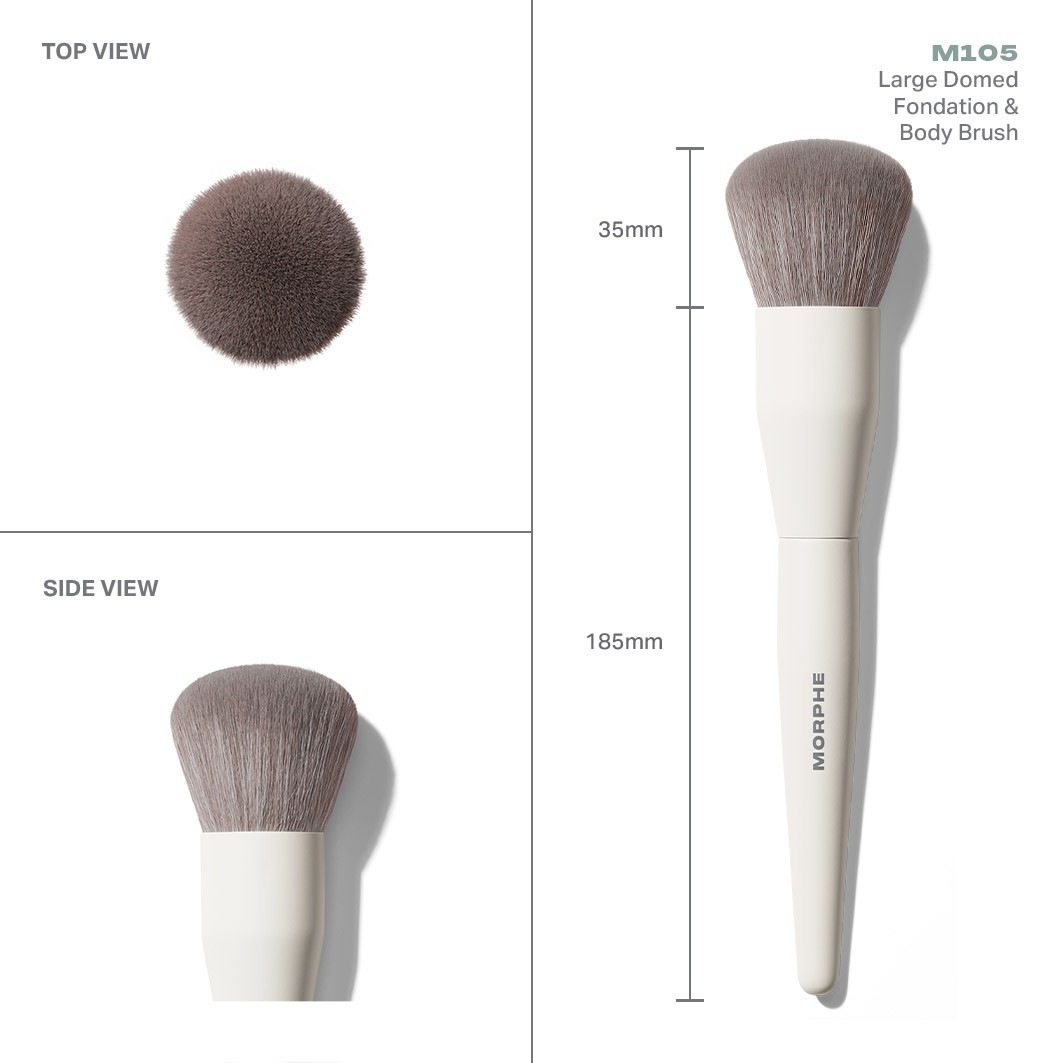 „Morphe Foundation Brush M105“ didelis, lenktas makiažo pagrindo ir kūno šepetėlis – 1 vnt.