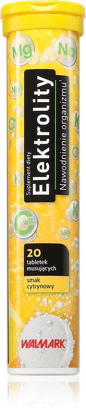 Comprimidos efervescentes de suplemento alimentar Walmark Electrolytes, que garantem o equilíbrio eletrolítico.