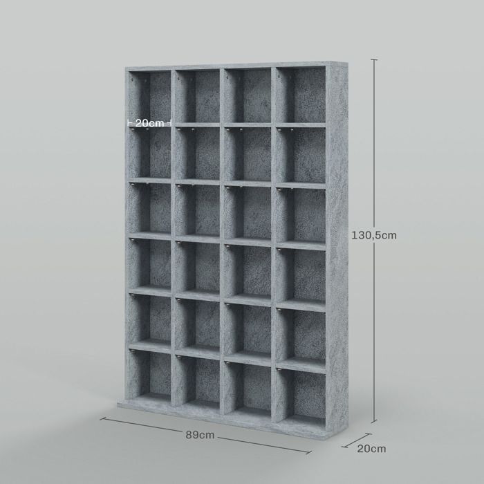 Mueble multimedia para 456 CD/336 DVD - HOMCOM - estantería de madera con baldas ajustables - 89 x 130,5 cm - gris
