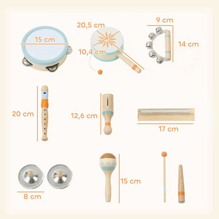 Instruments de musique pour enfants - AIYAPLAY - set percussions éducatif - tambourin et maracas - bois - 3 ans et plus