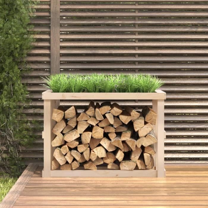 vidaXL Porte-bûches d’extérieur 108x52x74 cm Bois massif de pin 822631