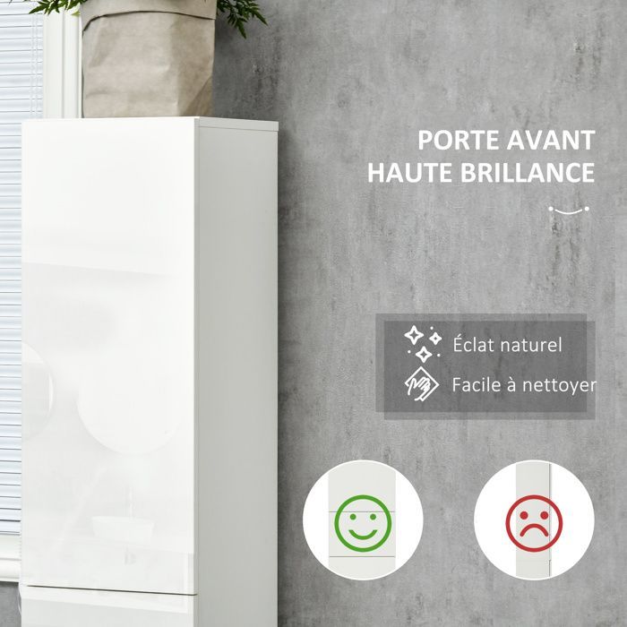 Kleankin - Bathroom storage column cabinet - Particleboard - 30x28x170cm - White