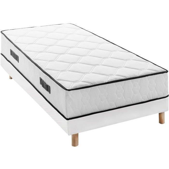 Matratze und Lattenrost 90 x 200 cm, 27 cm hoch – Taschenfederkern – 7 Zonen – wendbar – hergestellt in Belgien – DEKO DREAM