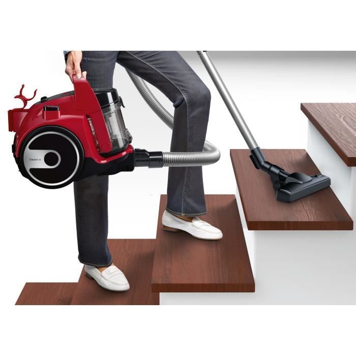 Aspirapolvere senza sacco BOSCH BGC05AAA2 Cleann'n, rosso - 78 dB - 28 kWh/anno - (h)epa - cavo da 9 m - capacità 1,5 l - spazzola universale - spazzola per parquet