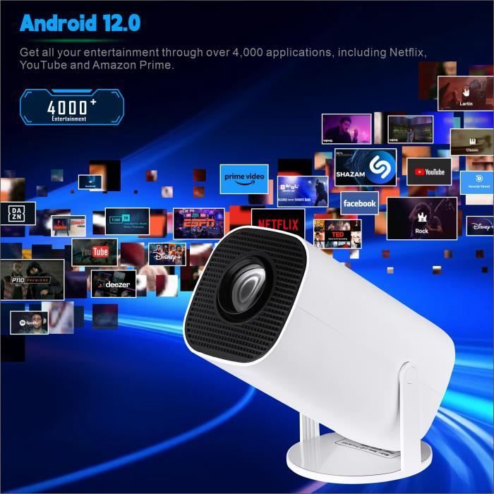 Mini-Projektor – ISINBOX – Mini – Android 12 – WiFi 6 – Bluetooth 5.0 – 180°-Drehung