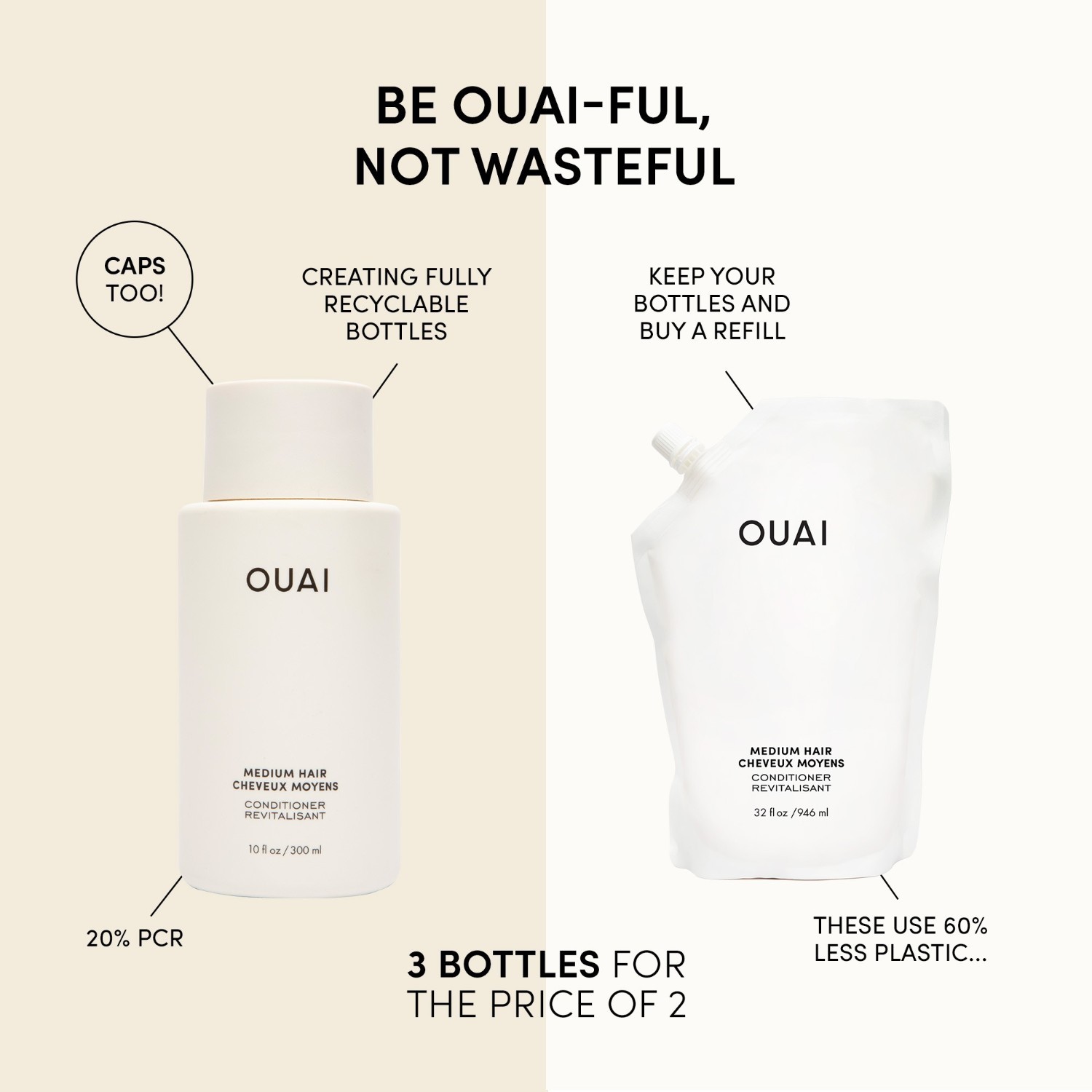 Ouai kondicionieris vidēji gariem matiem - 89 ml
