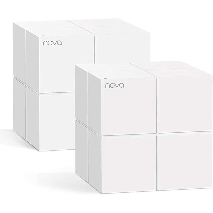 TENDA Système Mesh AC1200 Couverture 350 m², Remplacez le CPL/routeur/répéteur, WiFi Mesh Installation facile, Nova MW6-2 cubes
