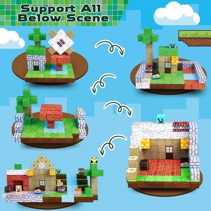 Bloques de construcción magnéticos de 150 piezas, set de construcción 3D, juguete de construcción magnético, juguetes para niños y niñas - Tribu de la jungla