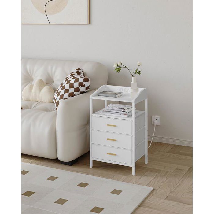 Tables de Nuit Lot de 2, Table d'appoint Moderne avec Ports USB et Prises de Courant, Tables de Chevet pour Chambre à Coucher