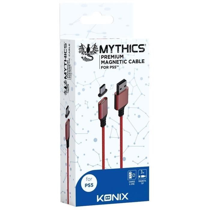 Magnetische kabel - 3m - KONIX - PS5 - Rood