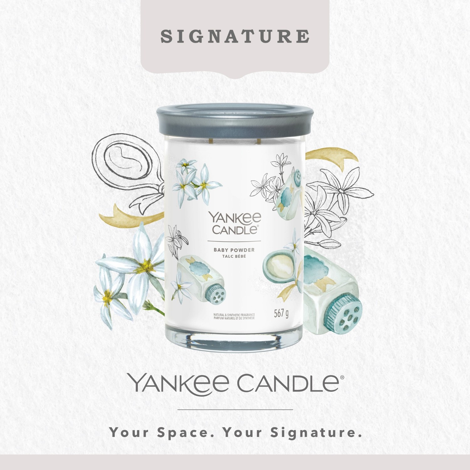 YANKEE CANDLE Grand Gobelet Talc de Bébé
