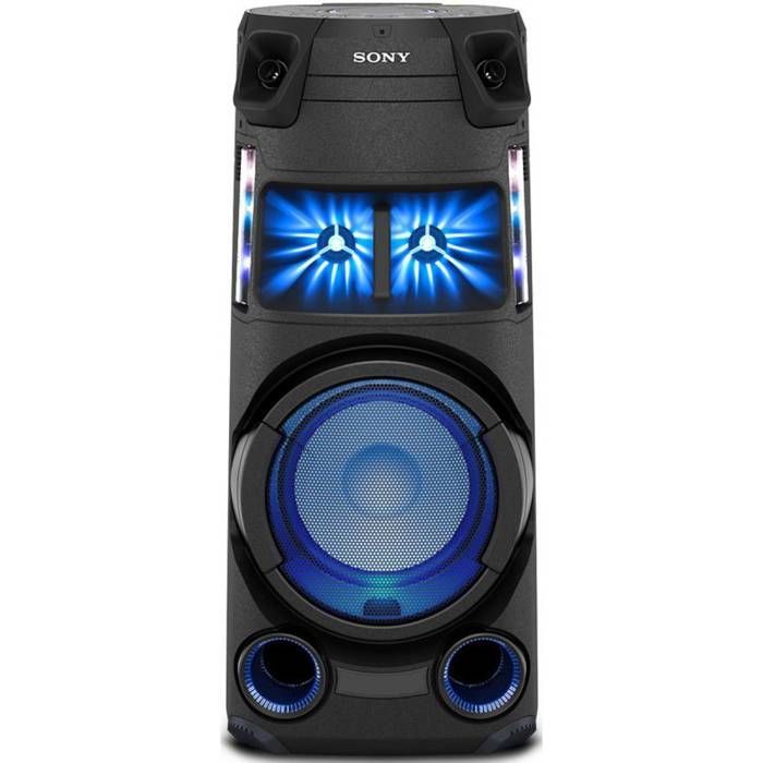 Sistema de audio Sony MHC-V43D con Bluetooth, sonido de amplio ángulo e iluminación multicolor.