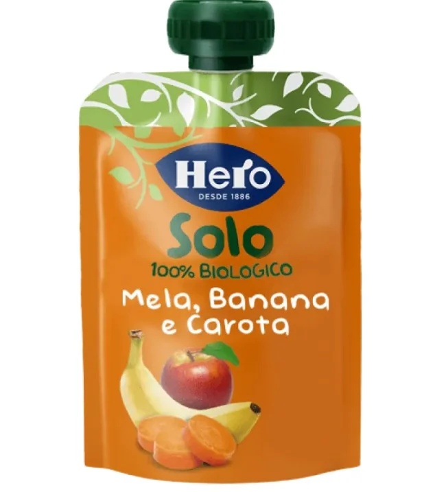 HERO SOLO Mezcla de frutas Hero Solo 100% orgánica: manzana, plátano, zanahoria 100 g Comida para bebés