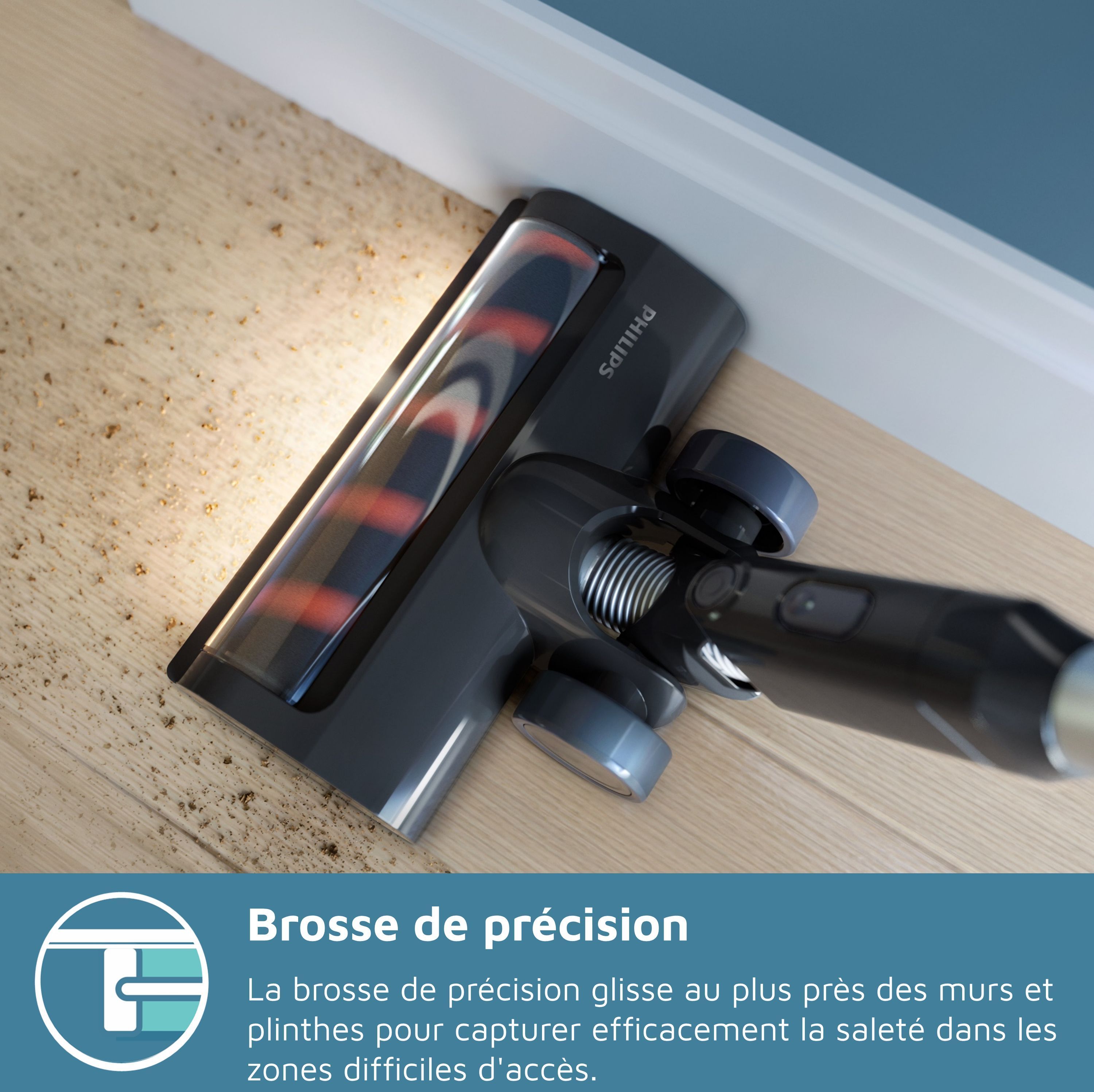Aspirateur balai sans fil - PHILIPS - XC3033/01 - Série 3000 - batterie lithium-ion 25.2V - balai à LED - Vert Cargo