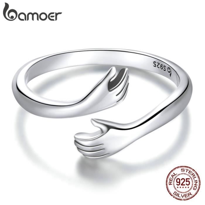 couleur or rose Bague en Argent Sterling pour Femme, Bijoux de Fête Ajustable à la Main avec ses Grands Câlin