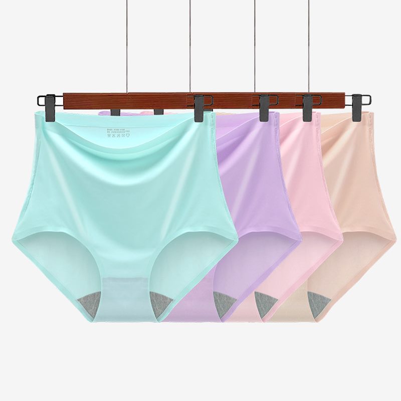 Slip da donna in seta ghiaccio senza cuciture, intimo a vita alta, morbido e traspirante.