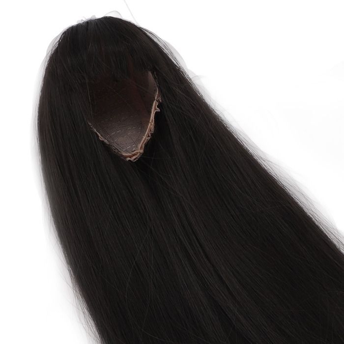OMABETA Perruque Longue pour Poupée 1/4 avec Frange Réaliste - Fibre Synthétique pour Tête de 18.5‑21cm Noir