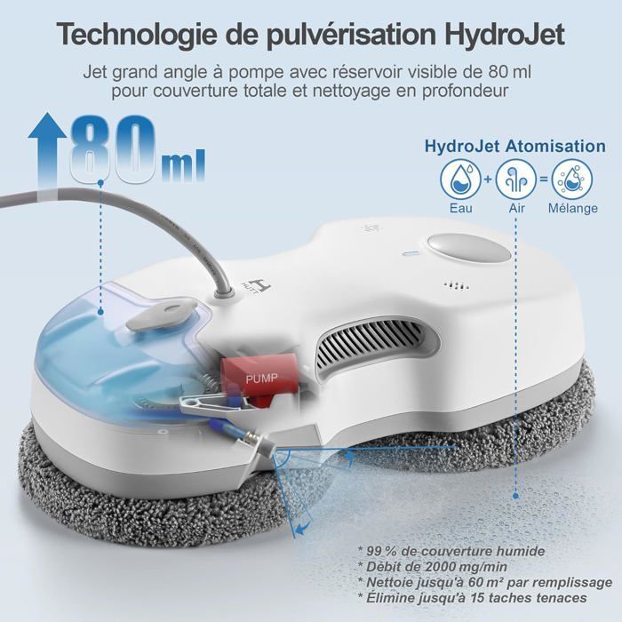 HUTT S7 Robot Nettoyeur de Vitres 6500Pa, Gicler l'eau Automatique, Châssis 3D Flottant, Système de Protection Multiples