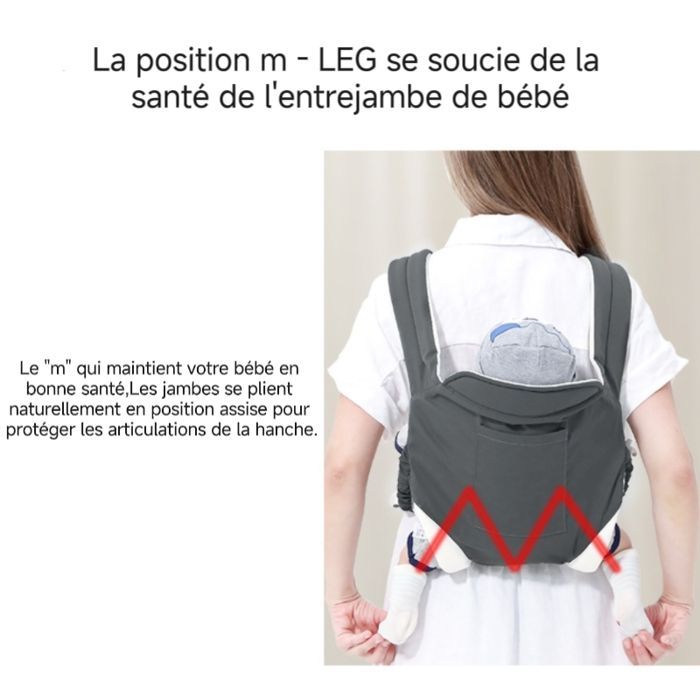 Marsupio multifunzionale Ysinobear - da 0 a 36 mesi - Tracolla multifunzionale regolabile - Protegge le articolazioni del bambino - Grigio