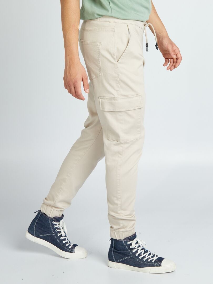 Joggingbroek met klepzakken - beige