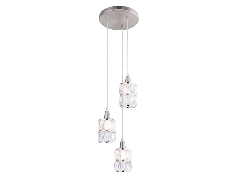 Lampa wisząca Wolli 3-punktowa metalowa srebrna