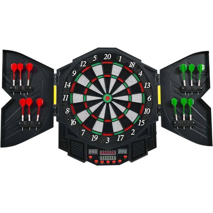 COSTWAY Elektronisch Dartbord - Dartbord met 27 spelmodi en 216 variaties, 4 LED-schermen voor 1-8 spelers
